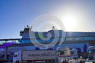 Kiel, Germany - 27.December 2022: The MS Stena Scandinavica ferry boat docked in the port of Kiel Editorial Stock Photo