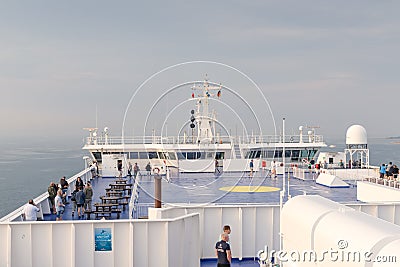 Kiel, Germany - August 17, 2022: Passengers on the Stenaline ferry from Kiel to Goteborg Editorial Stock Photo