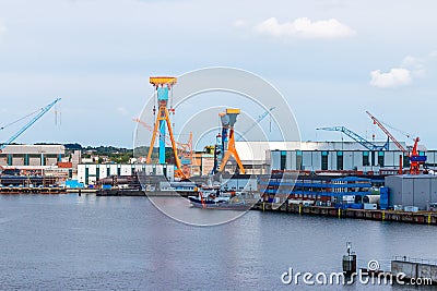 Kiel industrial harbor in Germany at the coast Stock Photo