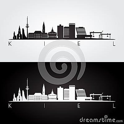 Kiel skyline and landmarks silhouette Vector Illustration