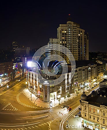 Kiev City - the Capital of Ukraine. Night areal Editorial Stock Photo