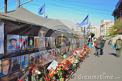 Kiev.Evromaydan today.Photos of the victims. Editorial Stock Photo