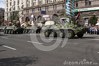 In Kiev on Khreshchatyk military parade Editorial Stock Photo