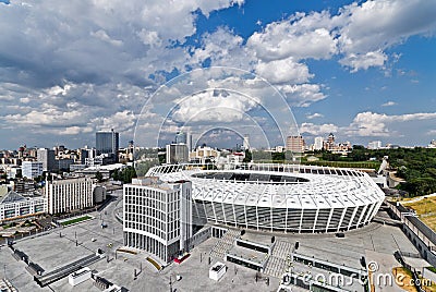KIEV KYIV, UKRAINE - JULY 14: Aerial view of National Olympic stadium NSC Olimpiysky on July 14, 2012 in Kiev, Ukraine Editorial Stock Photo