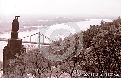 Kiev The Monument to Prince Vladimir over Dnieper May 1964 Stock Photo