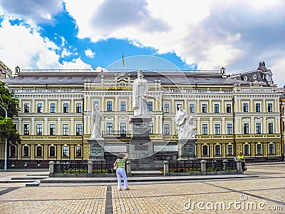 Kiev. Monument to Princess Olga, the Apostle Andrew, Cyril and Methodius on Mikhailovskaya square. Ukraine. Editorial Stock Photo