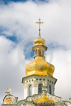 Kiev-Pecherskaya Laura. Church with Golden dome Stock Photo