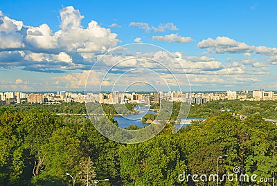 Kiev skyline park banks Dnipro Stock Photo