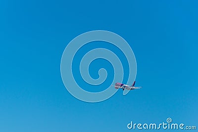 Kiev, Ukraine- April 8, 2018: The airplane of the airline Wizz Air visitor takes off Editorial Stock Photo
