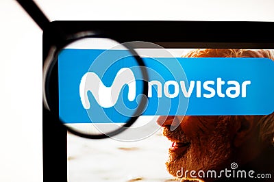 Kiev, Ukraine - april 6, 2019: Movistar logo visible Editorial Stock Photo