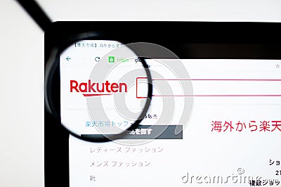 Kiev, Ukraine - april 6, 2019: Rakuten website homepage. It is a Japanese electronic commerce and Internet company based in Tokyo Editorial Stock Photo