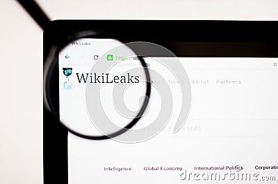 Kiev, Ukraine - april 6, 2019: Wikileaks website. It is an international non-profit organisation that publishes secret information Editorial Stock Photo