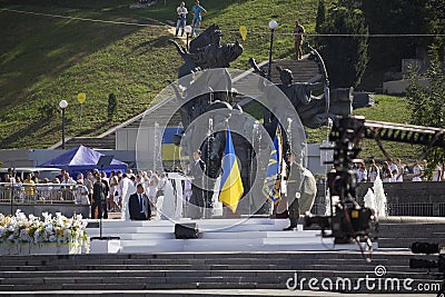 Kiev, Ukraine - August 24, 2019: President of Ukraine Vladimir Zelensky during the celebration of Independence Day on Independence Editorial Stock Photo