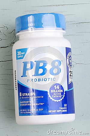 Kiev, Ukraine - August 30, 2020: Probiotic for Digestion. Nutrition Now, PB 8 Probiotic, Editorial Stock Photo