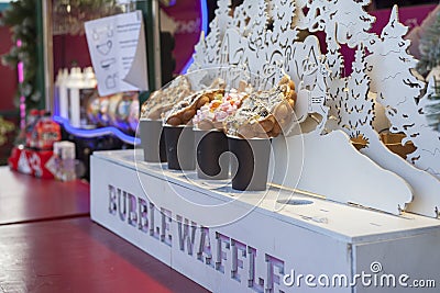 KIEV, UKRAINE - 02 January 2021: bubble waffle ice cream food Editorial Stock Photo