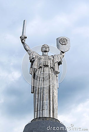 KIEV, UKRAINE - JULY 12, 2014: Mother Motherland statue in Kiev National Museum of the Great Patriotic War Editorial Stock Photo