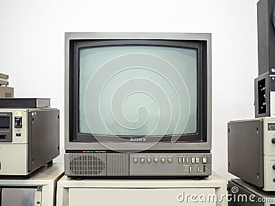 Sony Trinitron vintage TV set 80s or 90s Editorial Stock Photo