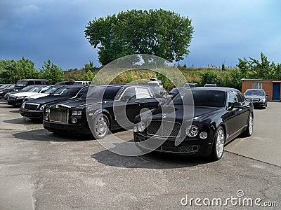 Kiev - Ukraine.12. June 2011. Bentley Mulsanne, Maybach 62S and Rolls-Royce Phantom EWB Editorial Stock Photo