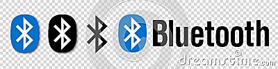 Kiev, Ukraine - May 09, 2021: Bluetooth logo, Bluetooth icon with shadow on transparent background. Vector Illustration