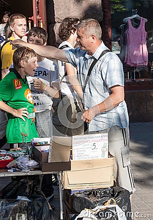 Kiev, Ukraine - May 25, 2013: Street vendor Editorial Stock Photo