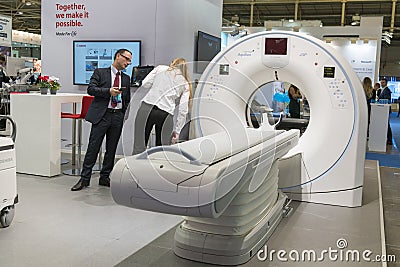 Kiev, Ukraine. October 5 2018. computer tomography exhibition. CT scanner at the medical exhibition exhibition Editorial Stock Photo