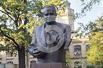 Kiev, Ukraine - October 05, 2018: Monument Academician Sergei Pavlovich Korolev in the park Editorial Stock Photo
