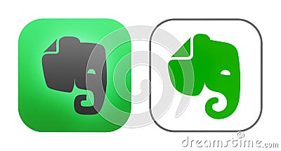 New and old Evernote icons Editorial Stock Photo