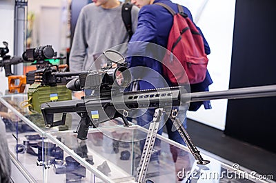 New sniper rifle with thermal imager at the exhibition Editorial Stock Photo