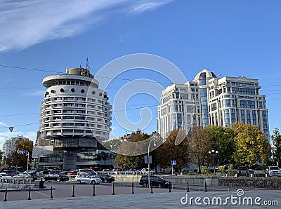 Hotel Salyut in a Modernist style in Kyiv Editorial Stock Photo