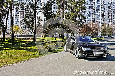 Kiev, Ukraine. September 23, 2013. Audi S8 on the forest background Editorial Stock Photo