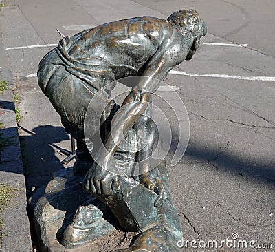 Monument Cobblestone Weapon - Proletariat Editorial Stock Photo