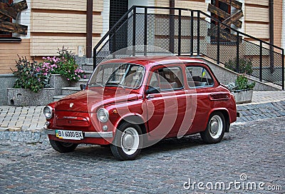 Kiev, Ukraine - September 20, 2015: Retro Soviet-made car ZAZ parked Editorial Stock Photo