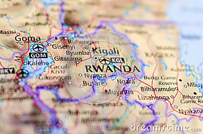 Kigali Rwanda on map Stock Photo