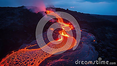 Kilauea Volcano in Hawaii Volcanoes National Park, USA. Generative AI Stock Photo