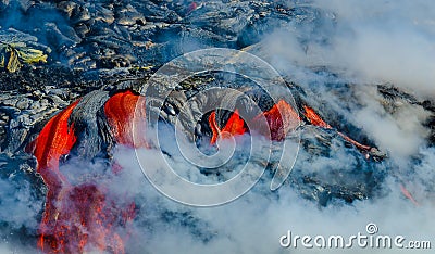 Kilauea Volcano Lava Flow Stock Photo