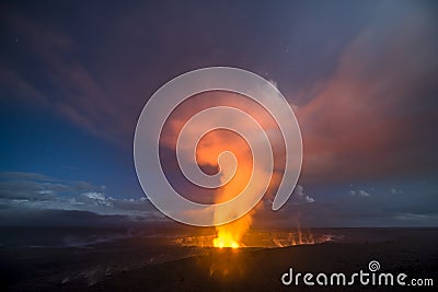 Kilauea Volcano at Night Stock Photo