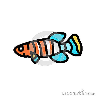 killifish aquarium fish color icon vector illustration Vector Illustration