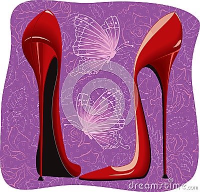 Killing high heels red shoes Vector Illustration