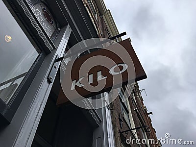 Kilo metal signage in Amsterdam Editorial Stock Photo