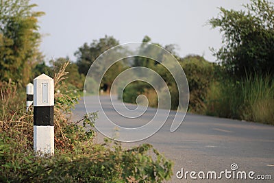 Kilo pole on the side of the road. Stock Photo