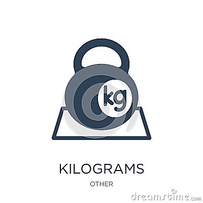 kilograms icon in trendy design style. kilograms icon isolated on white background. kilograms vector icon simple and modern flat Vector Illustration