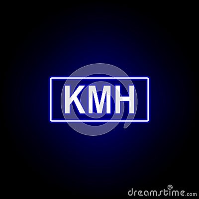 kilometer hours icon in blue neon style.. Elements of time illustration icon. Signs, symbols can be used for web, logo, mobile app Cartoon Illustration