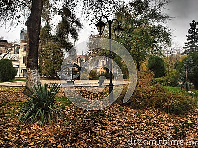 Kilometre Zero monument was builded on the place from where since the beginning of the last century all distances from Bucharest Stock Photo