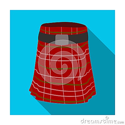 Kilt icon in flat style isolated on white background. Scotland country symbol stock vector illustration. Vector Illustration