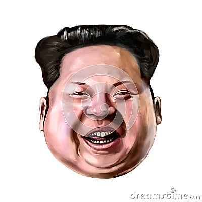 Ayvalik, Turkey - December 2017: Kim Jong-un cartoon portrait. Editorial Stock Photo