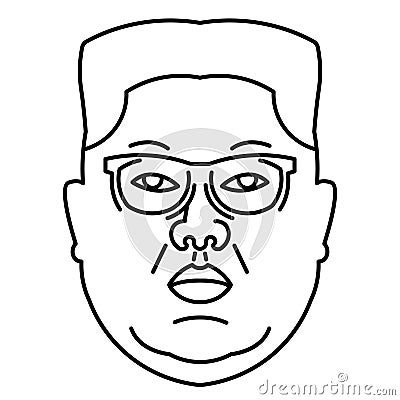 Kim Jong-un head icon Cartoon Illustration