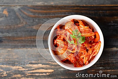 Kimchi cabbage in a bowl, Korean food Stock Photo