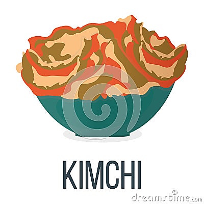 Kimchi. Healthy Food Style, Concept Icon and Label. Natural Probiotics Symbol, Icon and Badge. Cartoon Vector illustration Vector Illustration