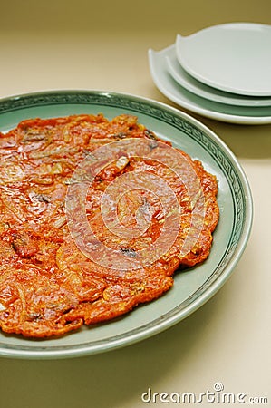 Kimchi Pancake Kimchi jeon Stock Photo