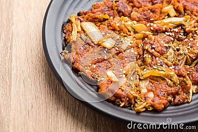 Korean food, Kimchi pancake Kimchijeon Stock Photo